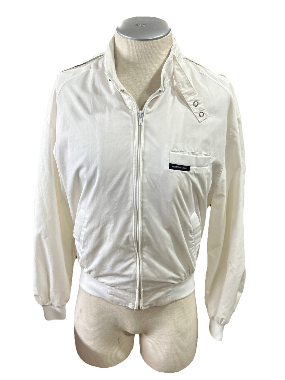Members Only Mens Bomber Full Zip Jacket 40 White Lightweight